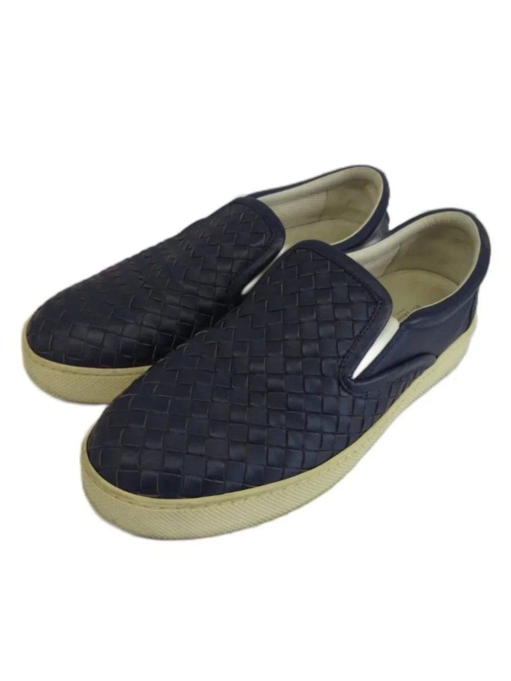 Bottega Veneta Slip-on Sneakers Leather Intrecciato Low Cut Navy